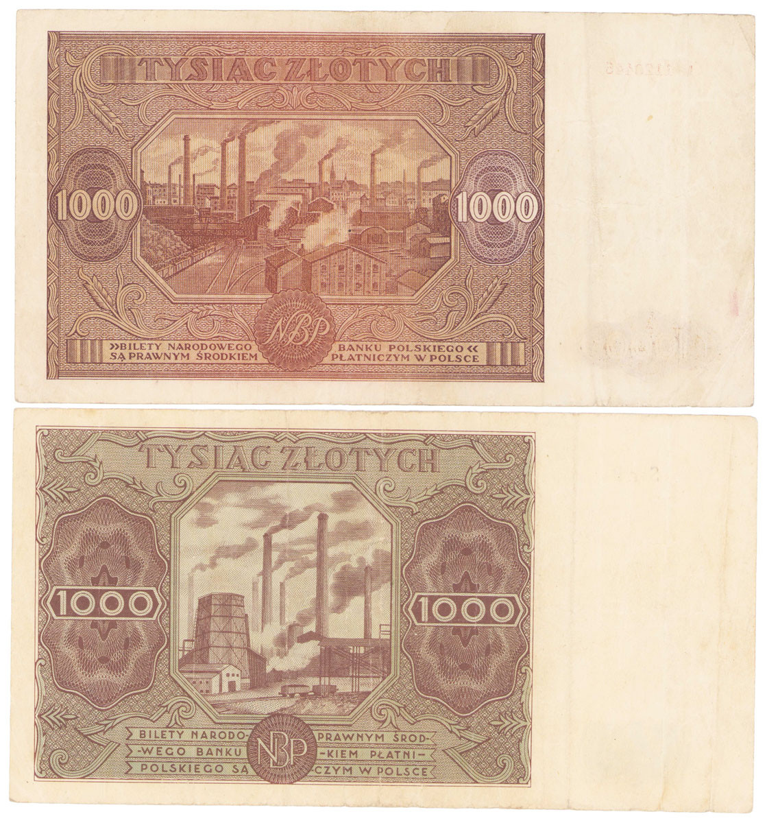 1.000 złotych 1946 seria N i 1.000 złotych 1947 seria B - RZADSZE